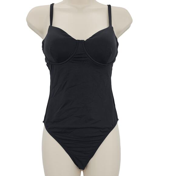 Andie Swim Womans size S/Tall Bermuda One Piece Swimsuit in Black Demi Cup NEW - Picture 1 of 8